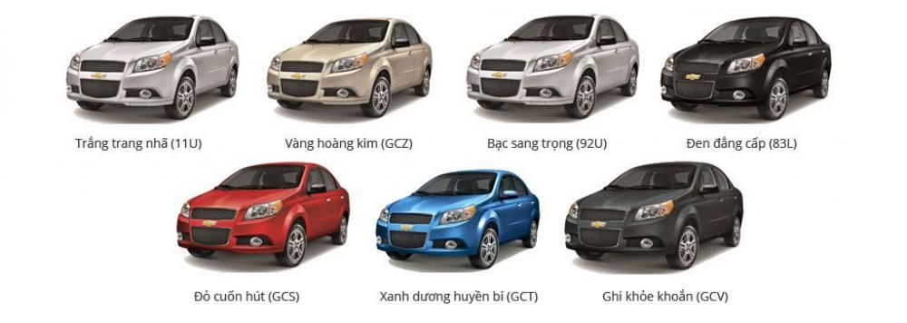 màu sắc ngoại thất của Chevrolet Aveo 