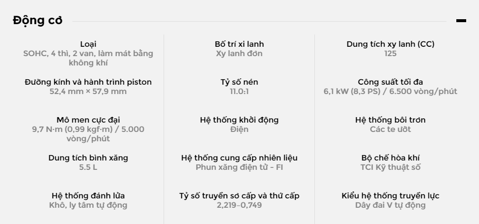Động cơ của Yamaha Acruzo