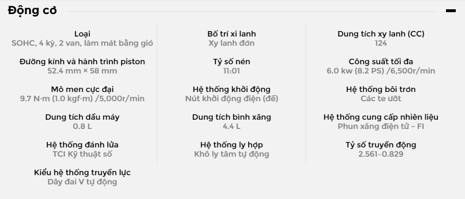 Động cơ của Yamaha Grande