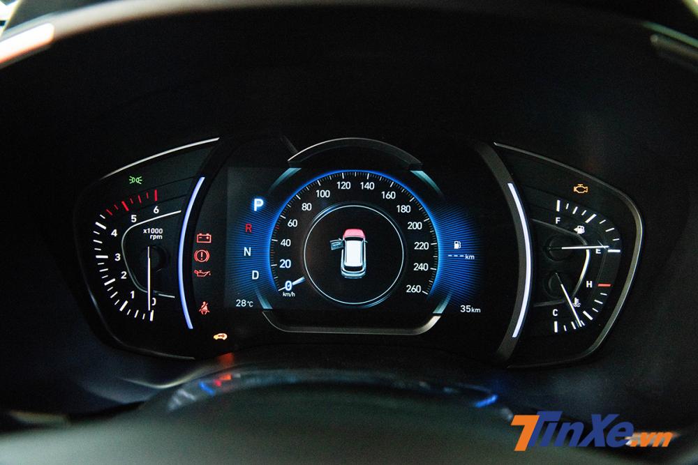 Đồng hồ hiển thị thông tin cho người lái chia làm 3 khu vực với màn LCD hiển thị tốc độ ở chính giữa, 2 công-tơ-mét dạng kim analogue đặt 2 bên báo tua máy và nhiệt độ nước làm mát cùng mức tiêu thụ nhiên liệu
