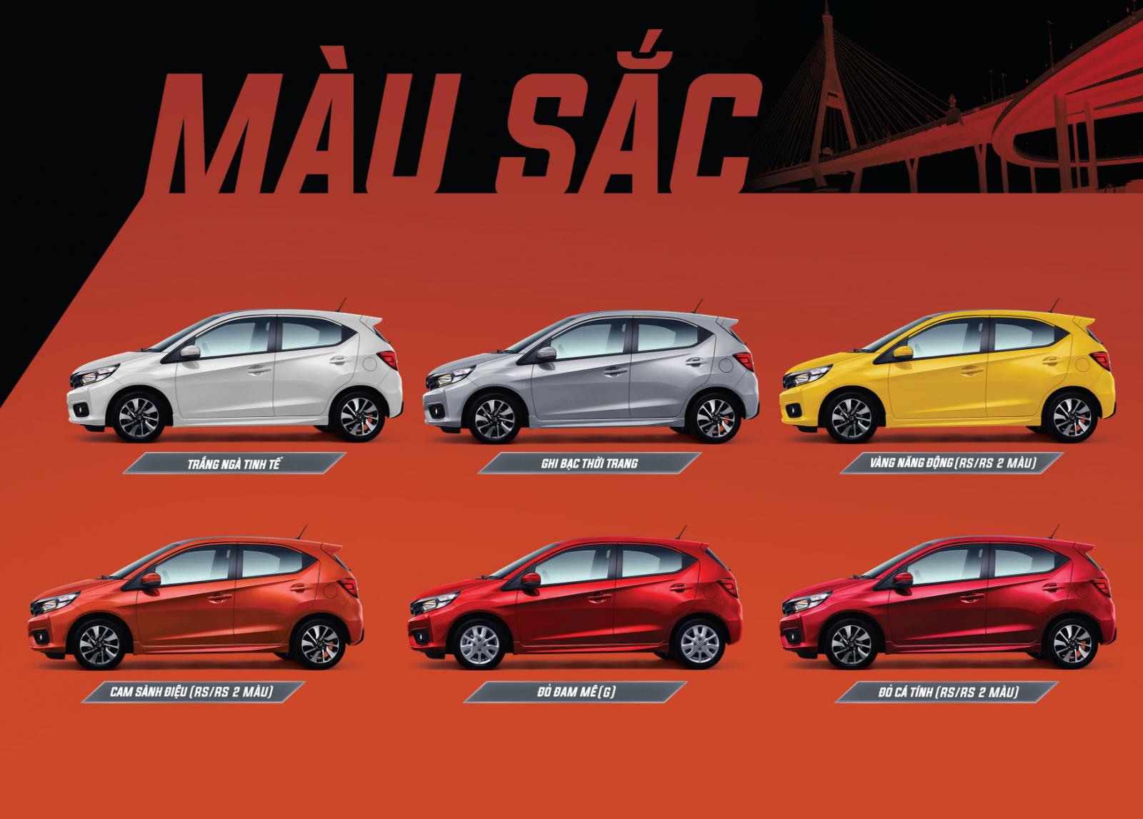 Các tùy chọn màu sắc ngoại thất của Honda Brio 2019
