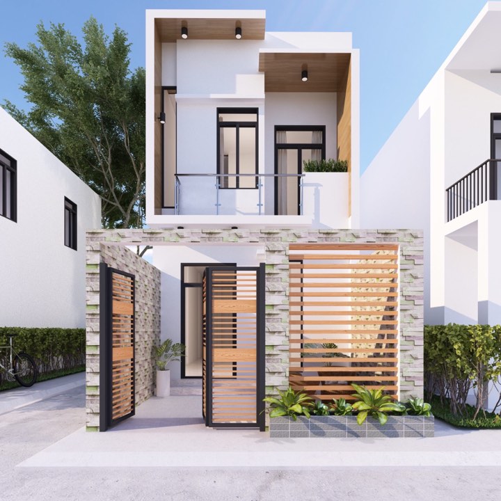 Khoảng sân trước có nhiệm vụ cách âm, giảm ồn cho ngôi nhà. nhà phố có sân trước