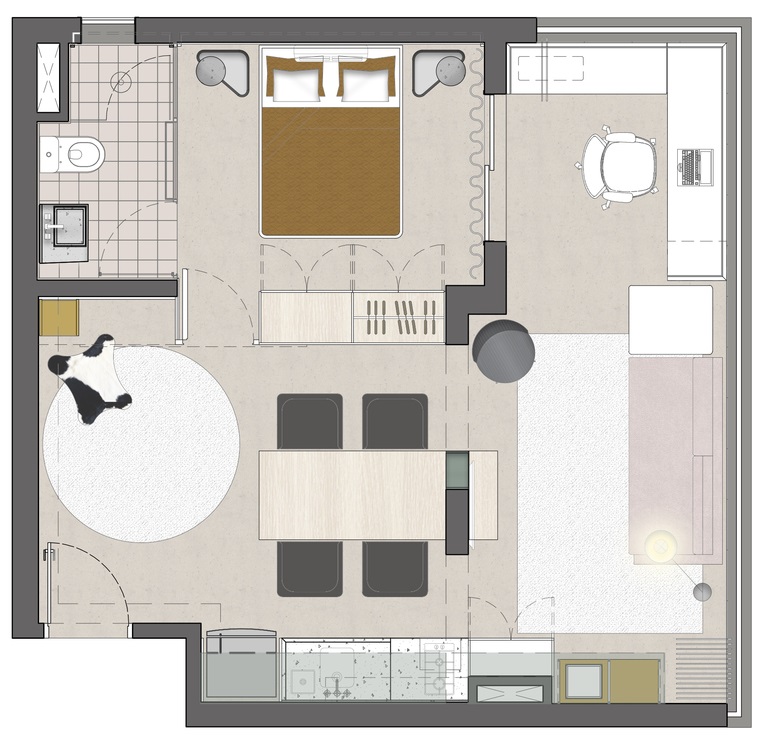 Bản vẽ mặt bằng căn hộ 45m2. sơ đồ bố trí mặt bằng căn hộ 45m2.