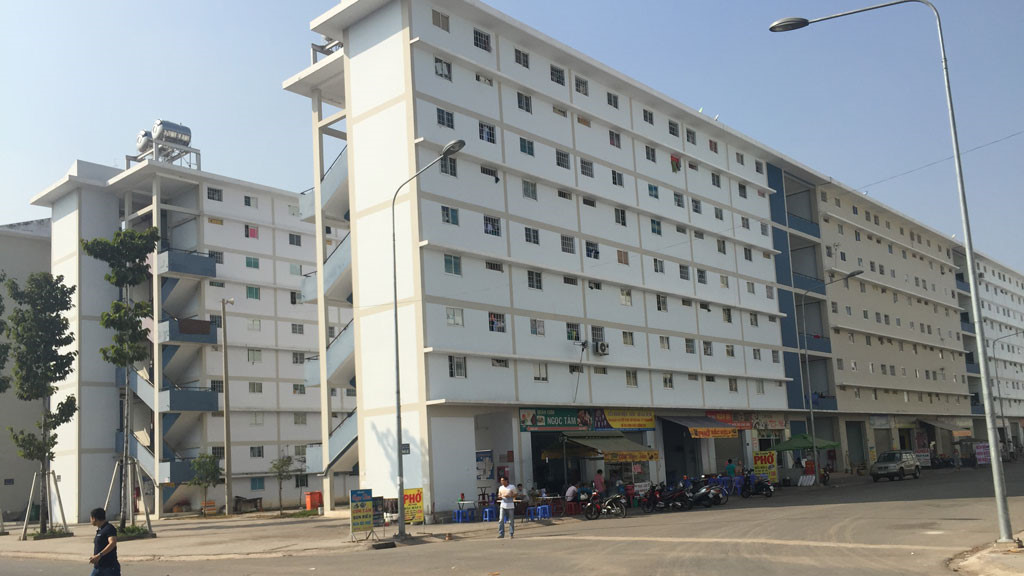 dự án nhà ở xã hội gồm 2 tòa nhà cao tầng, tầng 1 có khu ăn uống