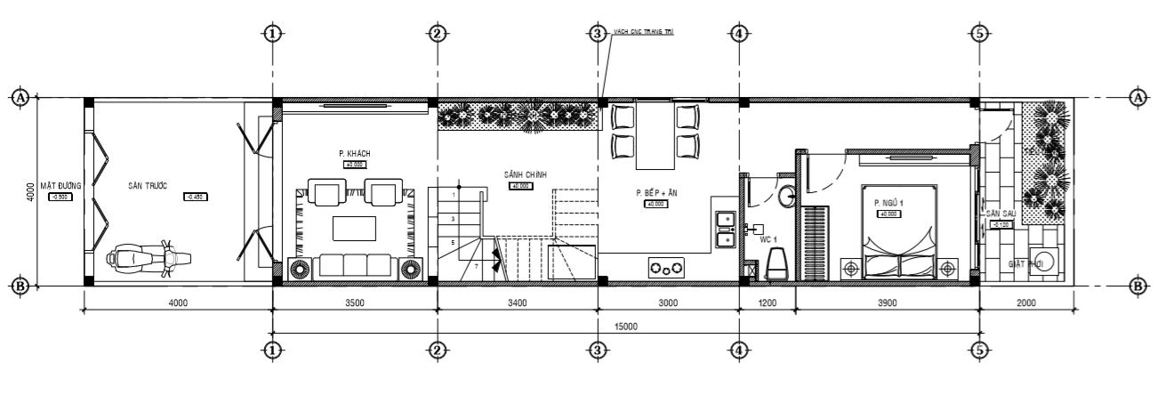 bản vẽ c&ocirc;ng năng mặt bằng tầng trệt.