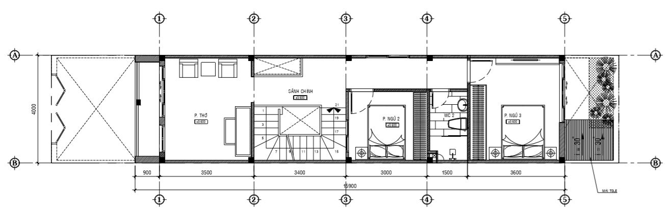 bản vẽ c&ocirc;ng năng mặt bằng lầu 1
