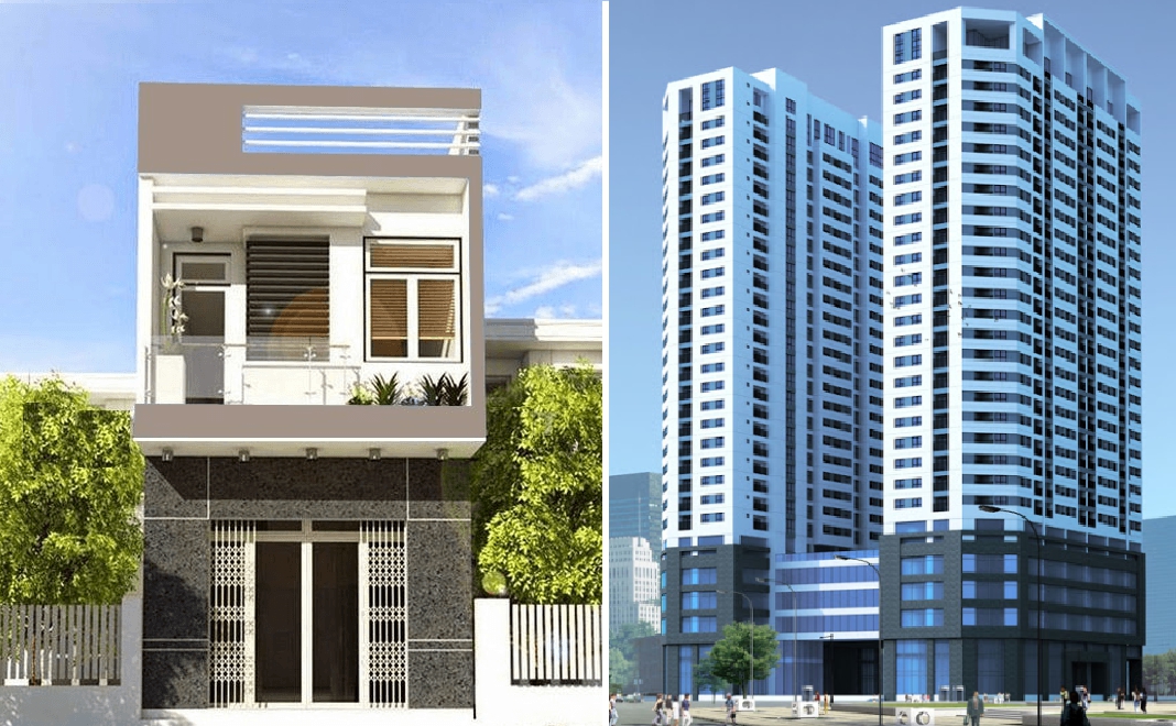 người Việt thích nhà đất hơn chung cư một ngôi nhà và một tòa nhà chung cư