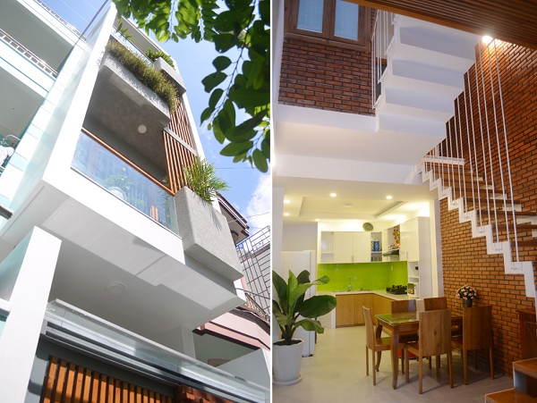 Hình ảnh bên ngoài và bên trong ngôi nhà ống 3 tầng