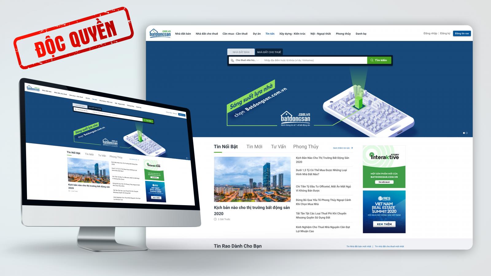 Batdongsan.com.vn chỉ có một tên miền duy nhất là www.batdongsan.com.vn, không có biến thể khác Ảnh giao diện website Batdongsan.com.vn