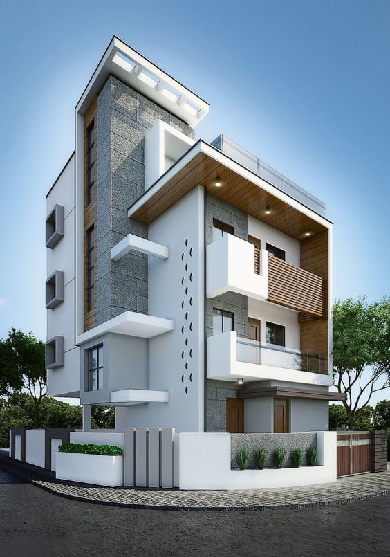 Hình ảnh phối cảnh mẫu nhà phố hai mặt tiền trong khu đô thị rộng thoáng với ngoại thất thiết kế khá bắt mắt