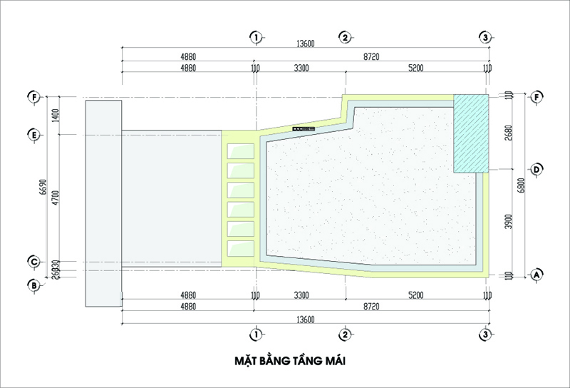 H&igrave;nh ảnh bản vẽ thiết kế mặt bằng tầng m&aacute;i nh&agrave; ống nở hậu