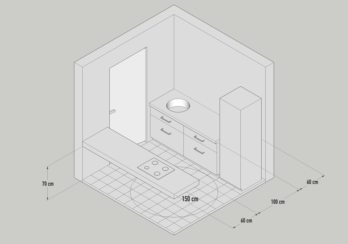 k&iacute;ch thước thiết kế bếp