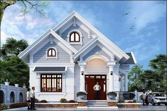 H&igrave;nh ảnh phối cảnh 3D mẫu nh&agrave; cấp 4 m&aacute;i Th&aacute;i c&oacute; g&aacute;c lửng