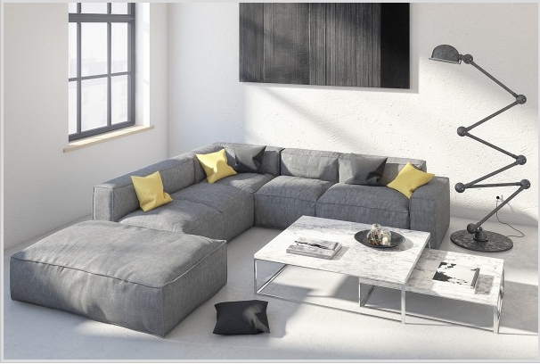 H&igrave;nh ảnh ph&ograve;ng kh&aacute;ch kết hợp giữa phong c&aacute;ch Bắc &Acirc;u v&agrave; tối giản với sofa x&aacute;m &ecirc;m &aacute;i, đ&egrave;n s&agrave;n độc đ&aacute;o