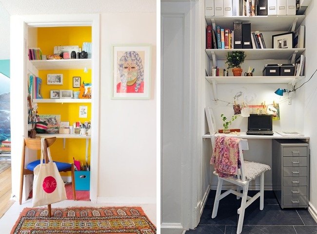 H&igrave;nh ảnh hai g&oacute;c l&agrave;m việc nhỏ xinh, m&agrave;u sắc tươi s&aacute;ng trong căn hộ nhỏ