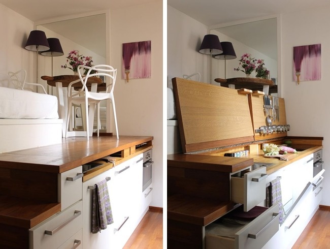 H&igrave;nh ảnh ph&ograve;ng bếp v&agrave; g&oacute;c l&agrave;m việc được thiết kế t&iacute;ch hợp