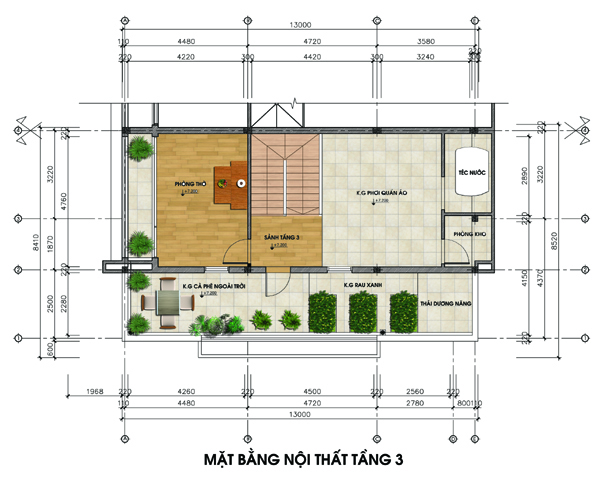 H&igrave;nh ảnh bản vẽ thiết kế mặt bằng nội thất tầng 3 biệt thự