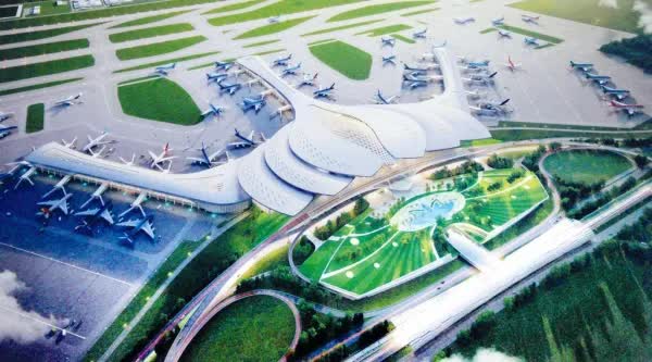 phối cảnh s&acirc;n bay Long Th&agrave;nh h&igrave;nh hoa sen