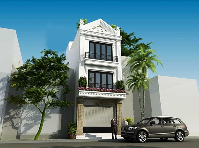 H&igrave;nh ảnh phối cảnh 3D mẫu nh&agrave; ống 3 tầng kết hợp kinh doanh