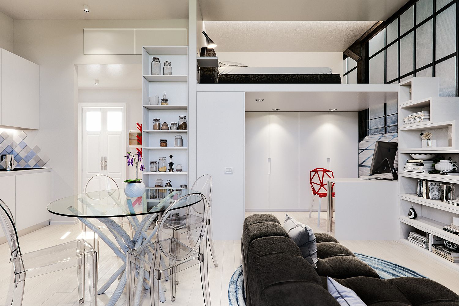 H&igrave;nh ảnh to&agrave;n cảnh kh&ocirc;ng gian nội thất căn hộ 29m2 ở Milan