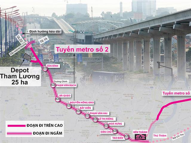 sơ đồ tuyến metro Bến Th&agrave;nh - Tham Lương
