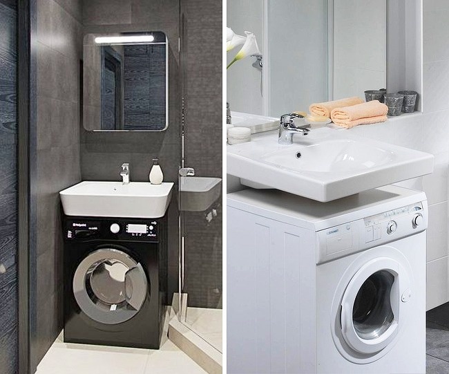 m&aacute;y giặt đặt dưới bồn rửa