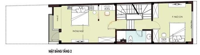 H&igrave;nh ảnh bản vẽ thiết kế mặt bằng tầng 2 nh&agrave; ống