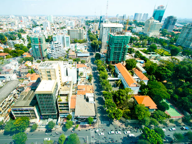 khu nh&agrave; phố cao tầng nh&igrave;n từ tr&ecirc;n cao