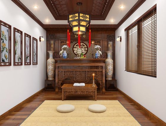 h&igrave;nh ảnh kh&ocirc;ng gian thờ c&uacute;ng nghi&ecirc;m trang tr&ecirc;n tầng lửng nh&agrave; cấp 4