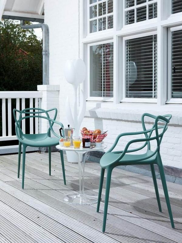 h&igrave;nh ảnh mẫu ghế ngo&agrave;i trời bằng nhựa m&agrave;u xanh ngọc