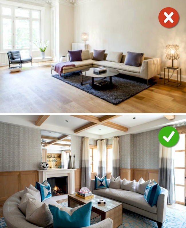 k&ecirc; sofa s&aacute;t tường khi thiết kế nội thất ph&ograve;ng kh&aacute;ch