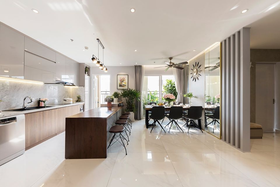 h&igrave;nh ảnh kh&ocirc;ng gian b&ecirc;n trong căn hộ 105m2 sau cải tạo