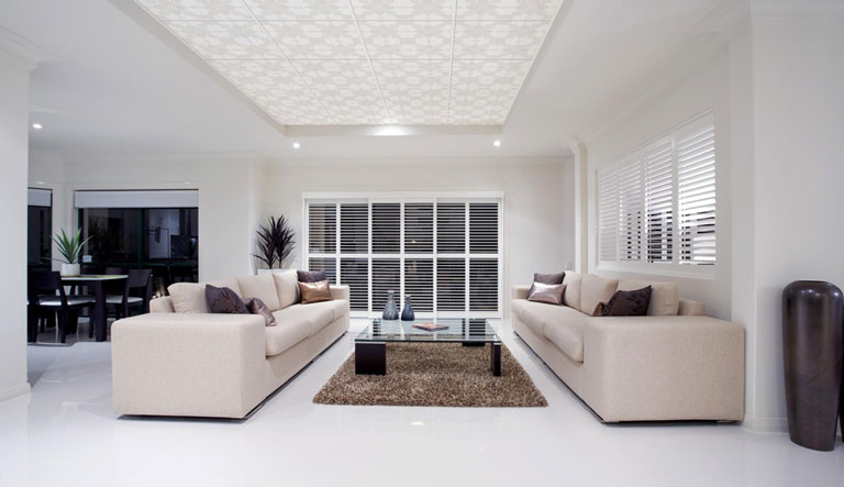 Mẫu trần thạch cao giật cấp kết hợp trần nổi cho phòng khách hình ảnh cận cảnh mẫu trần thạch cao giật cấp kết hợp trần nổi cho phòng khách