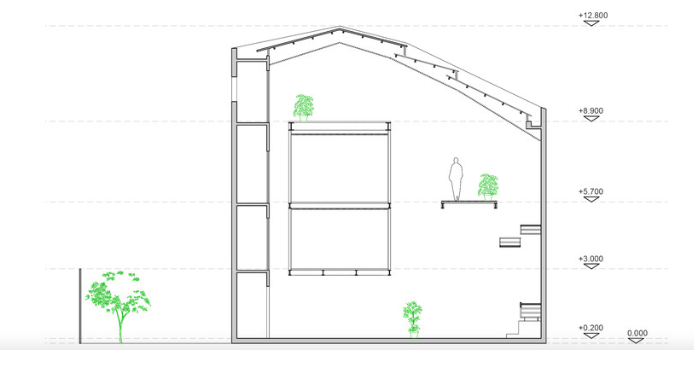 h&igrave;nh ảnh mặt cắt ng&ocirc;i nh&agrave; phong c&aacute;ch Zen diện t&iacute;ch 78m2