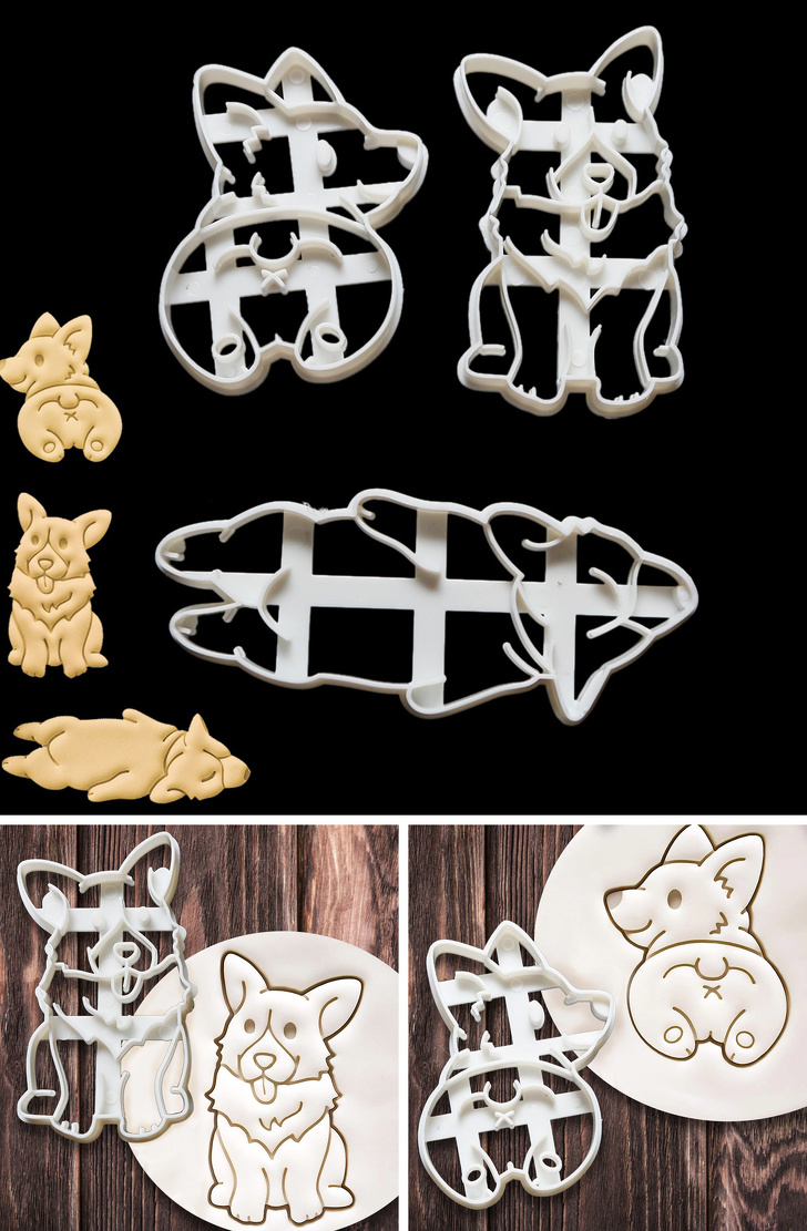 h&igrave;nh ảnh cận cảnh khu&ocirc;n cắt b&aacute;nh quy h&igrave;nh ch&uacute; ch&oacute; Corgi