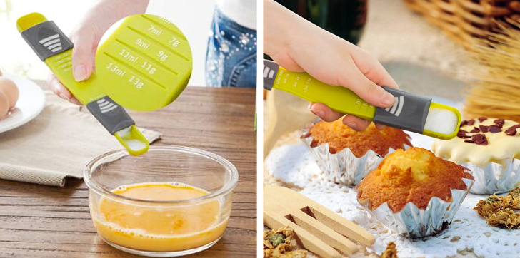 h&igrave;nh ảnh cận cảnh muỗng đo nguy&ecirc;n liệu, gia vị t&ugrave;y chỉnh