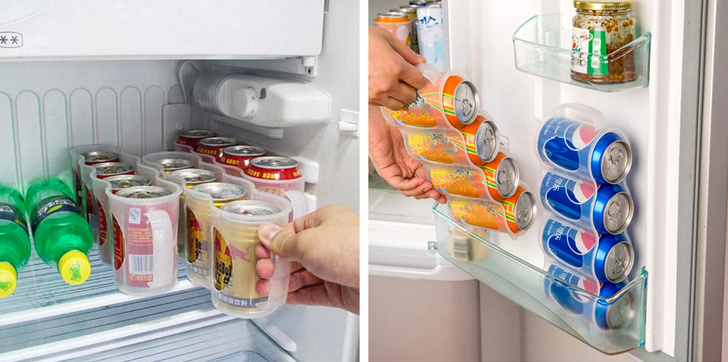 h&igrave;nh ảnh cận cảnh khay nhựa lưu trữ nước ngọt c&oacute; ga trong tủ lạnh