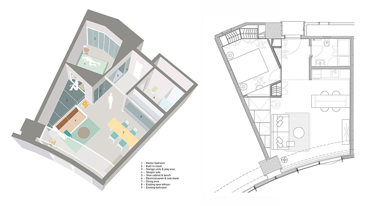 h&igrave;nh ảnh mặt bằng căn hộ 45m2 sau cải tạo
