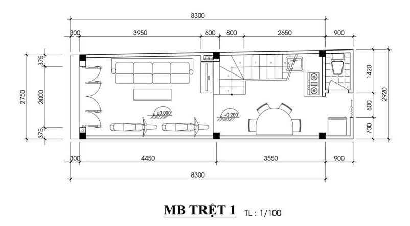 Bản vẽ thiết kế mặt bằng tầng trệt Mặt bằng tầng trệt