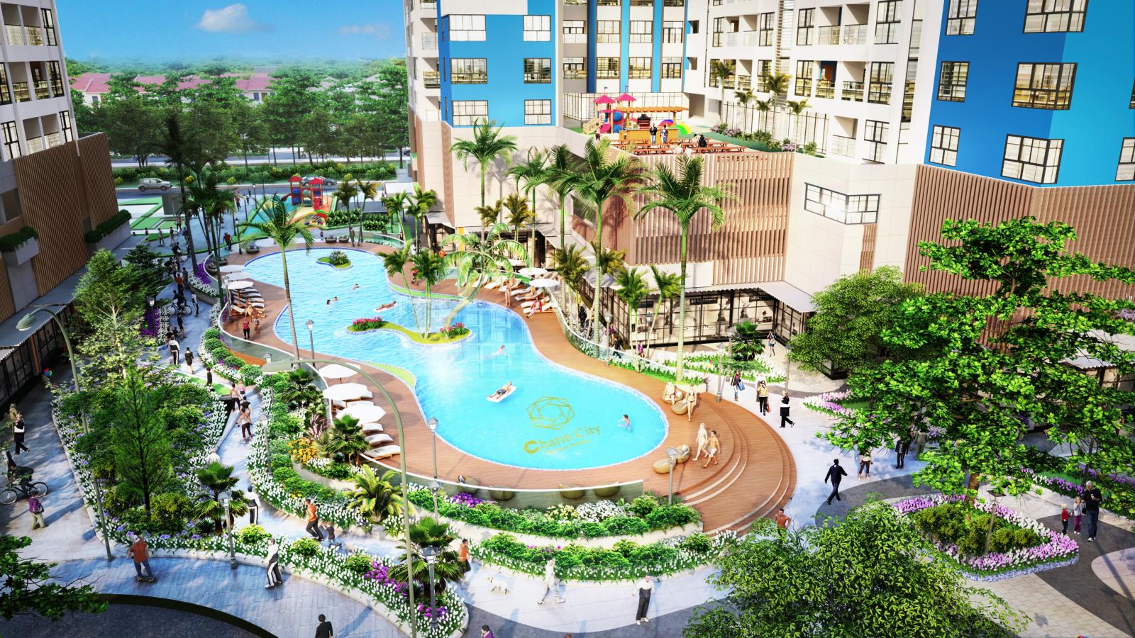 Hồ bơi Ốc đảo bên trong dự án Charm City