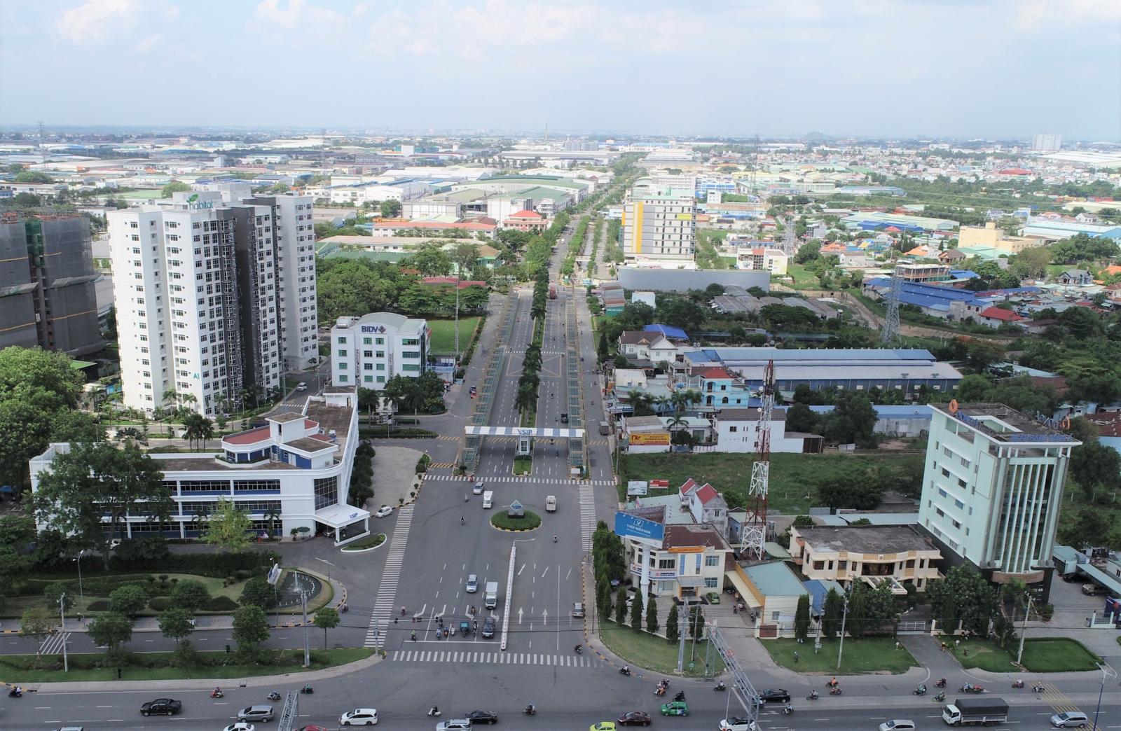 Một góc tỉnh Bình Dương với các khu công nghiệp