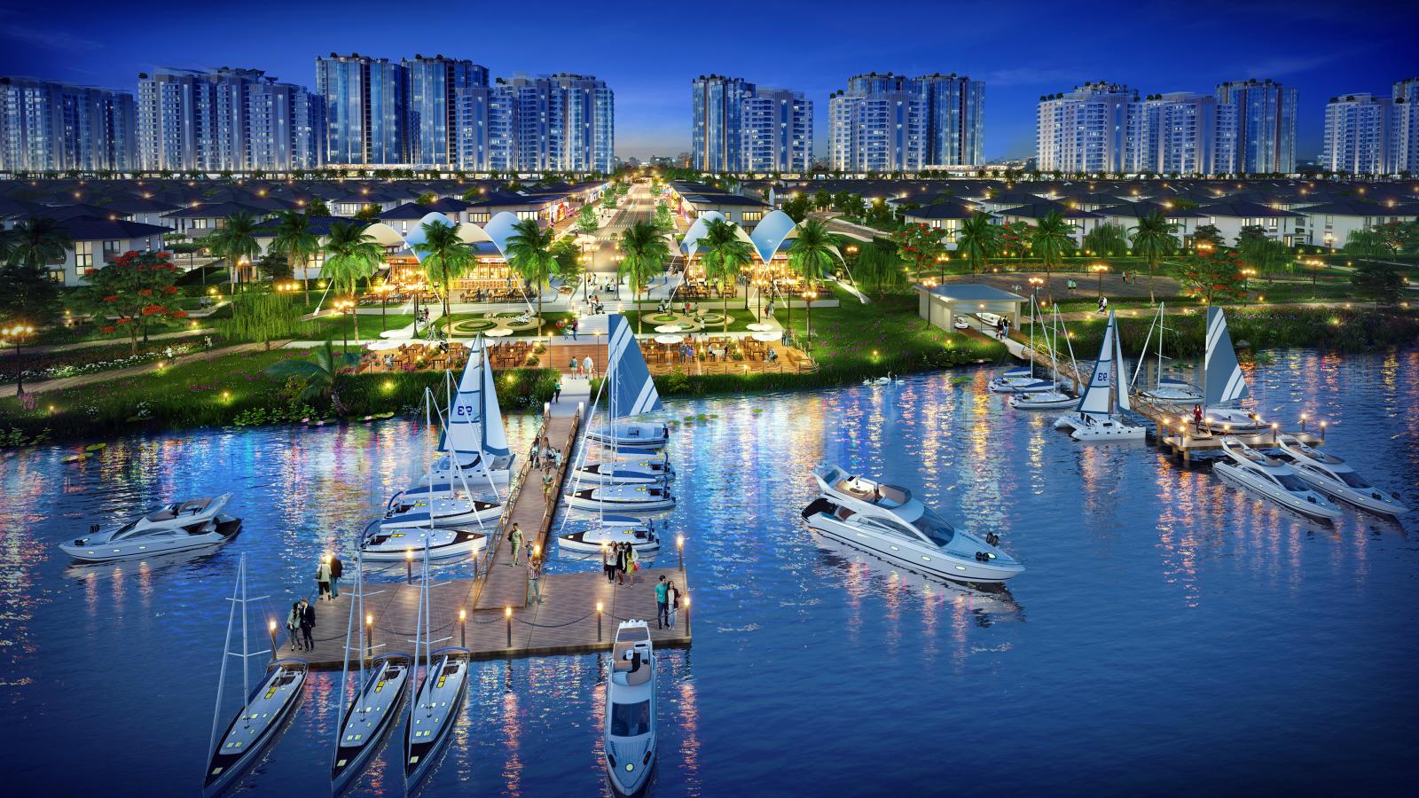  Bến du thuyền tại th&agrave;nh phố ven s&ocirc;ng