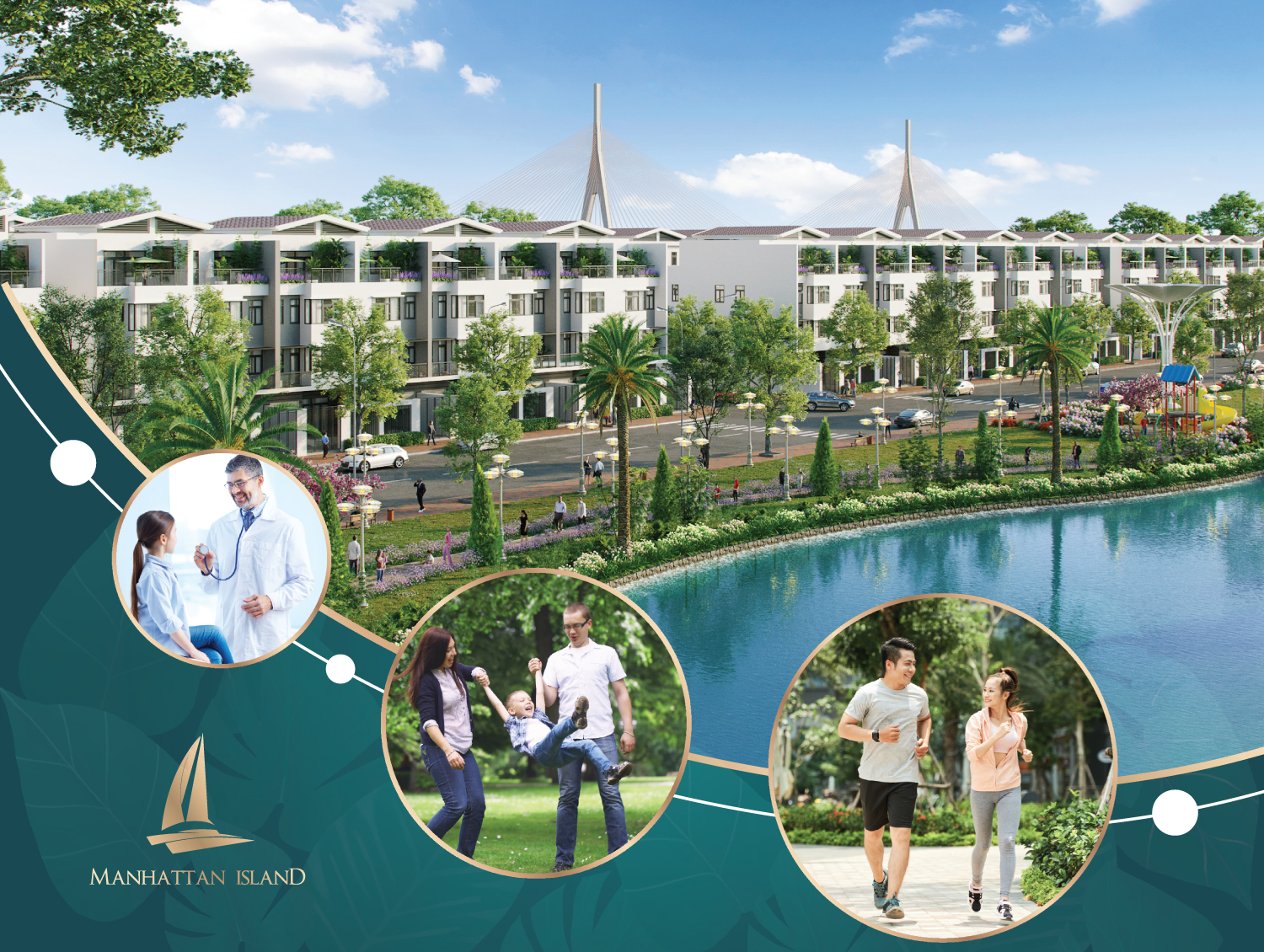 Phối csnhr ph&acirc;n khu Manhattan Island nằm ven s&ocirc;ng