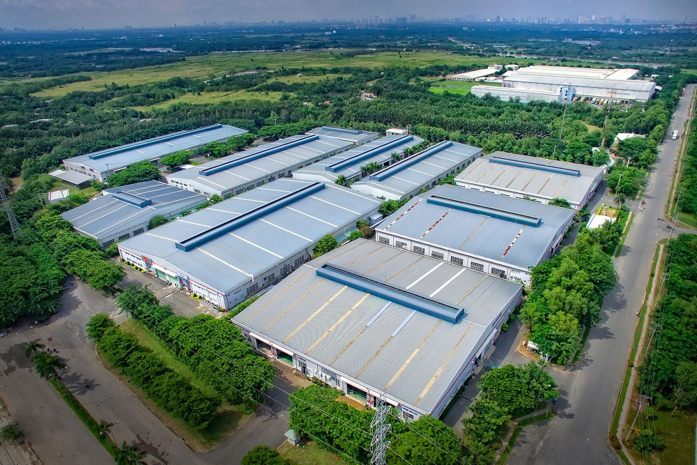 Khu kho xưởng bất động sản công nghiệp.