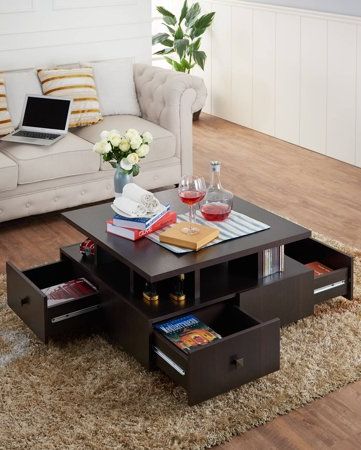 h&igrave;nh ảnh mẫu b&agrave;n c&agrave; ph&ecirc; bằng gỗ sẫm m&agrave;u t&iacute;ch hợp 4 ngăn k&eacute;o lưu trữ