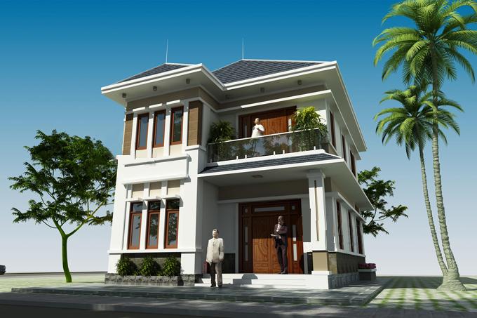 h&igrave;nh ảnh phối cảnh 3D mẫu biệt thự 2 tầng phong c&aacute;ch t&acirc;n cổ điển
