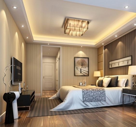 h&igrave;nh ảnh ph&ograve;ng ngủ master với ga gối &ecirc;m &aacute;i, tranh treo đầu giường, tivi treo tường, lối v&agrave;o bố tr&iacute; tủ quần &aacute;o &acirc;m tường
