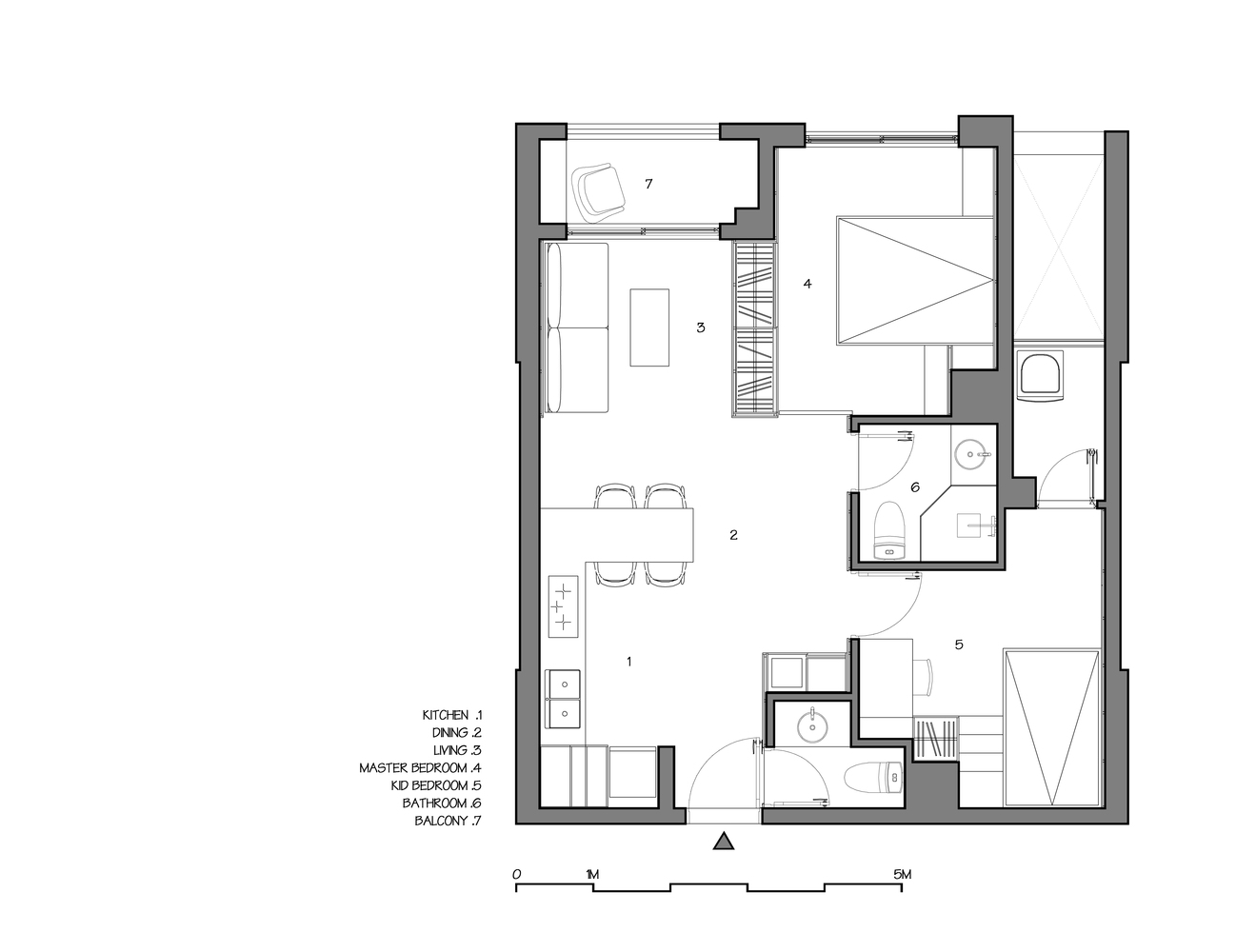 h&igrave;nh ảnh mặt bằng bố tr&iacute; nội thất căn hộ 63m2