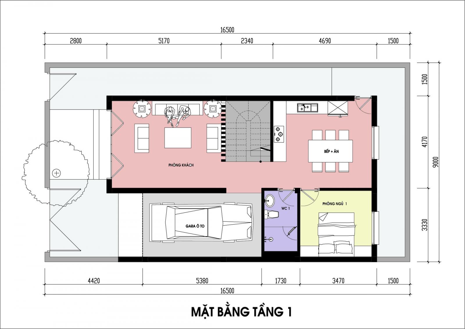 h&igrave;nh ảnh bản vẽ thiết kế mặt bằng tầng 1 biệt thự m&aacute;i Th&aacute;i