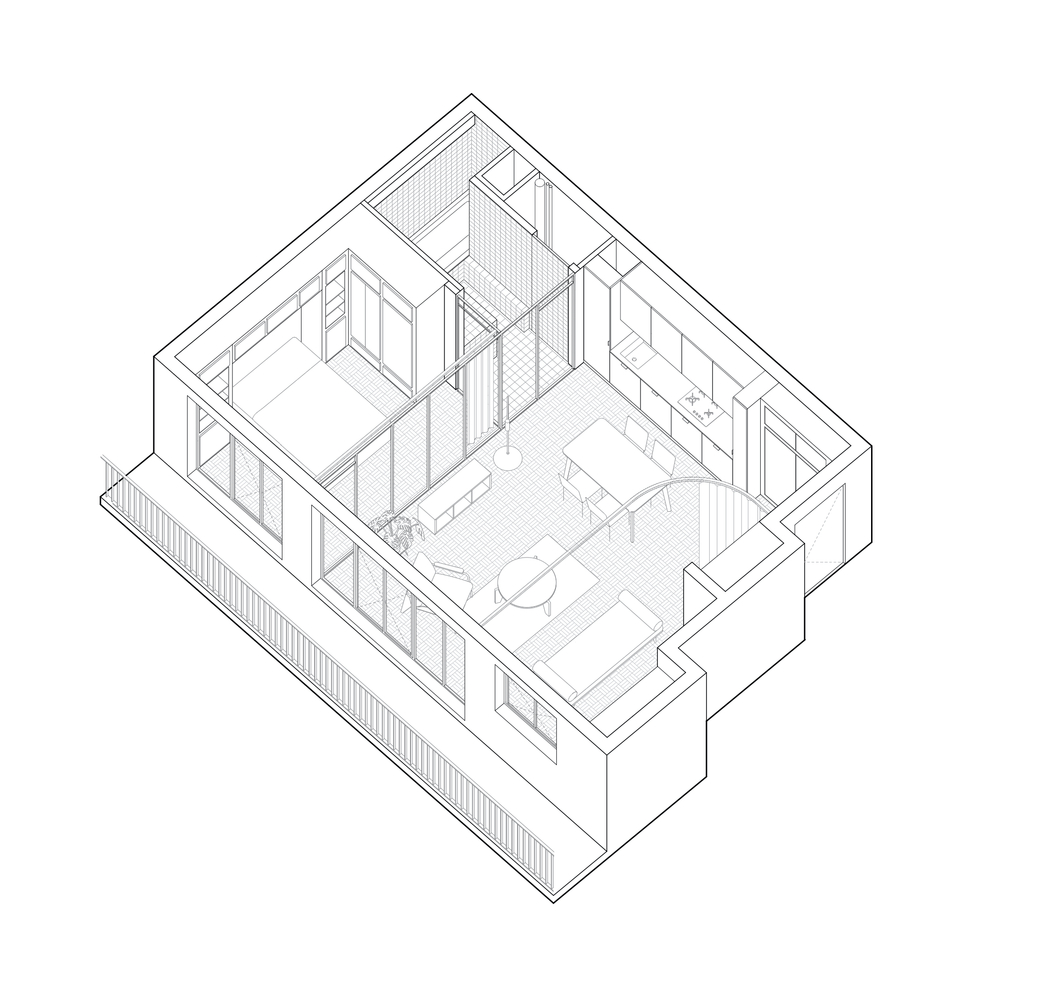 h&igrave;nh ảnh phối cảnh thiết kế nội thất căn hộ 42m2